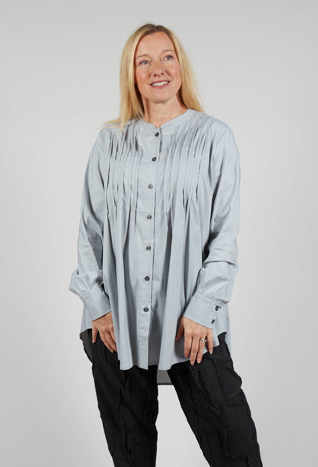 Sonoro Blouse with Quilted Tucks in Stone