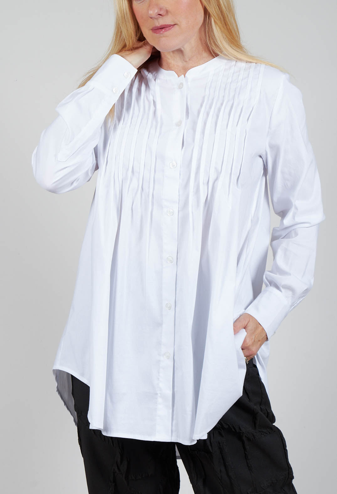 Sonoro Blouse with Quilted Tucks in White