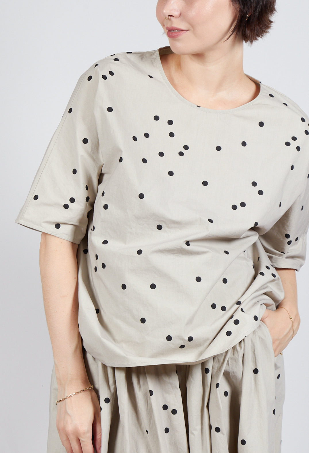 Spot Print Blouse in Sand