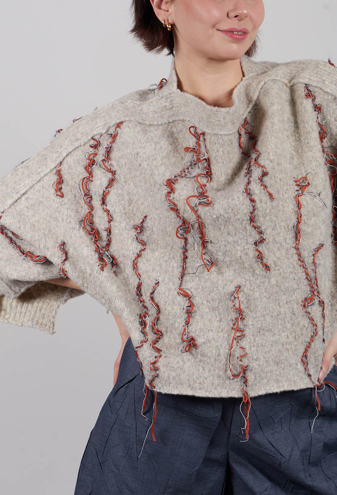 Stitch Feature Jumper in Beige