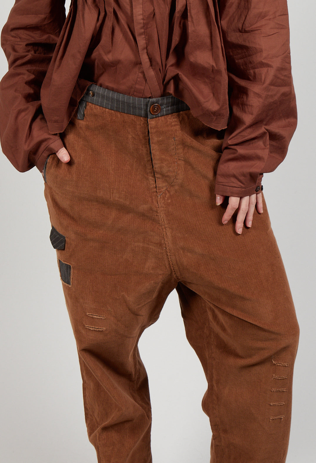 Straight Leg Cord Trousers in Brown