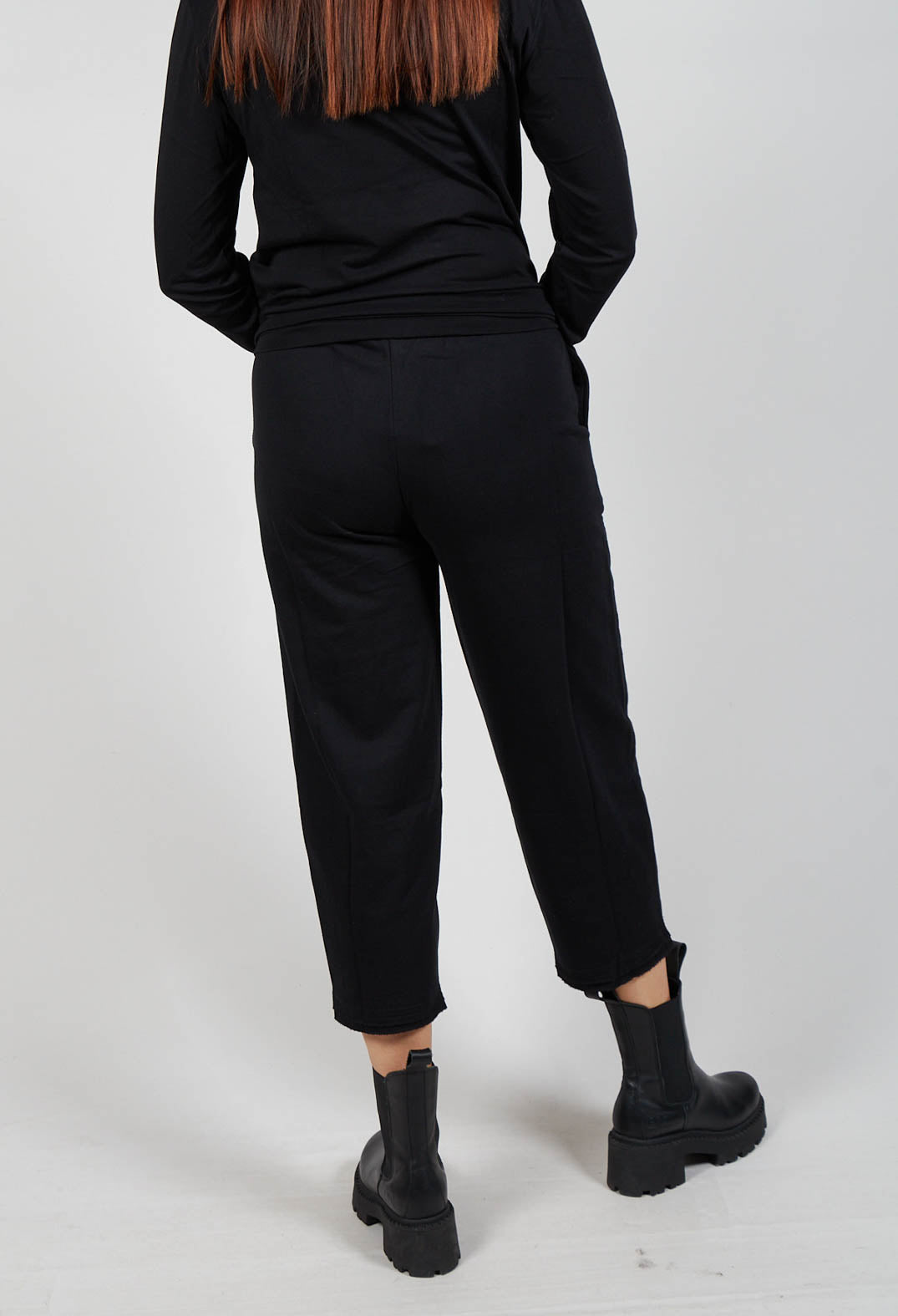 Straight Leg Cotton Trousers in Black