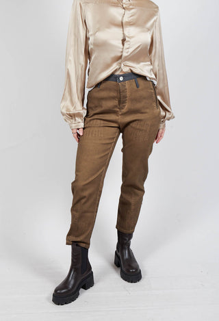 Straight Leg Cotton Trousers in Light Brown