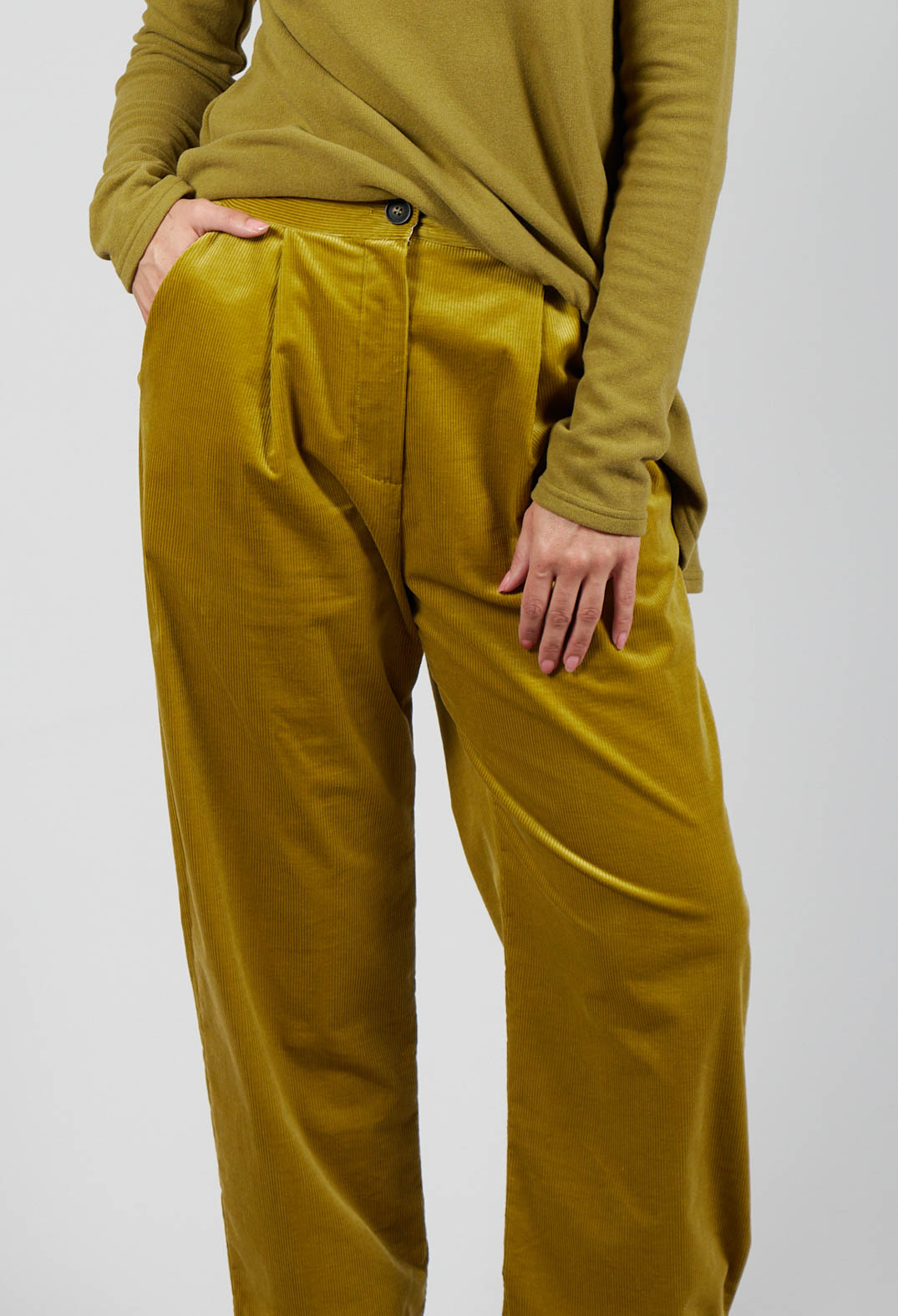 Straight Leg Ribbed Trouser in Cedro