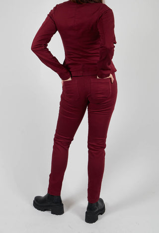 Straight Leg Stretch Denim Trousers in Merlot