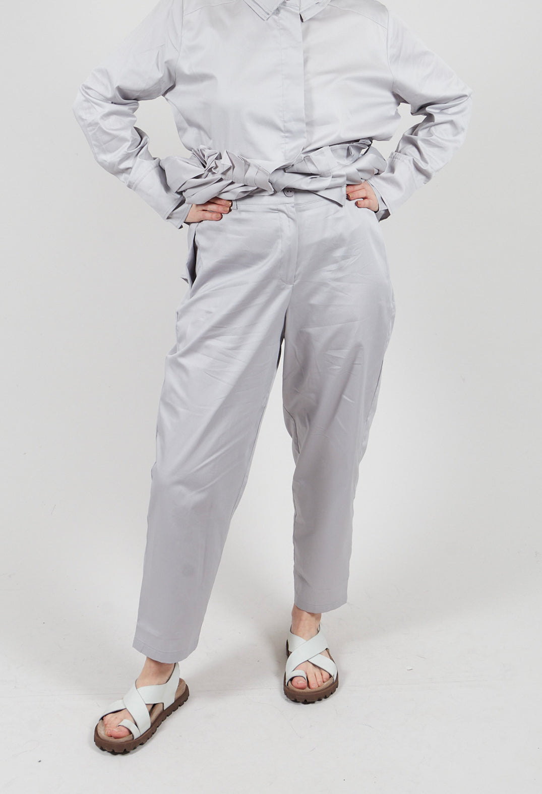 Straight Leg Trouser in Silver