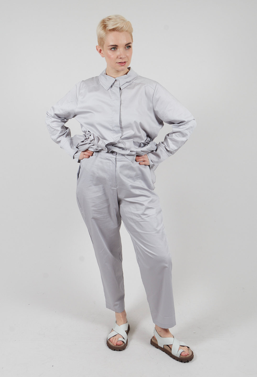 Straight Leg Trouser in Silver