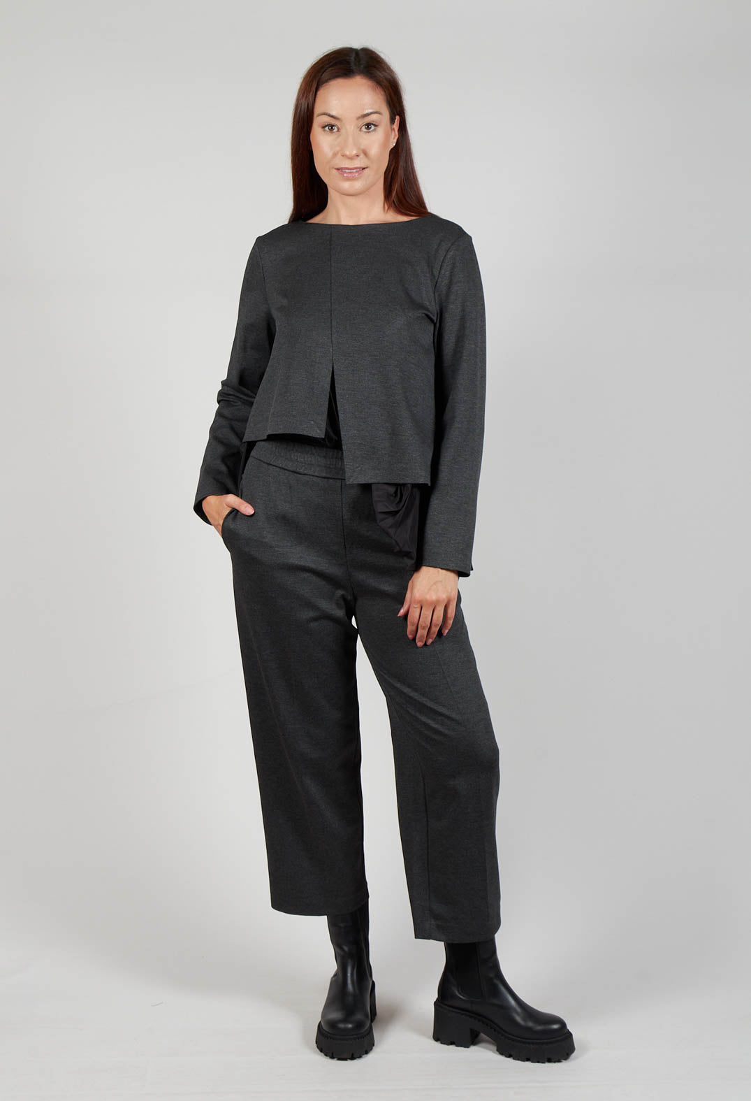 Straight Leg Trousers in Antracite Melange