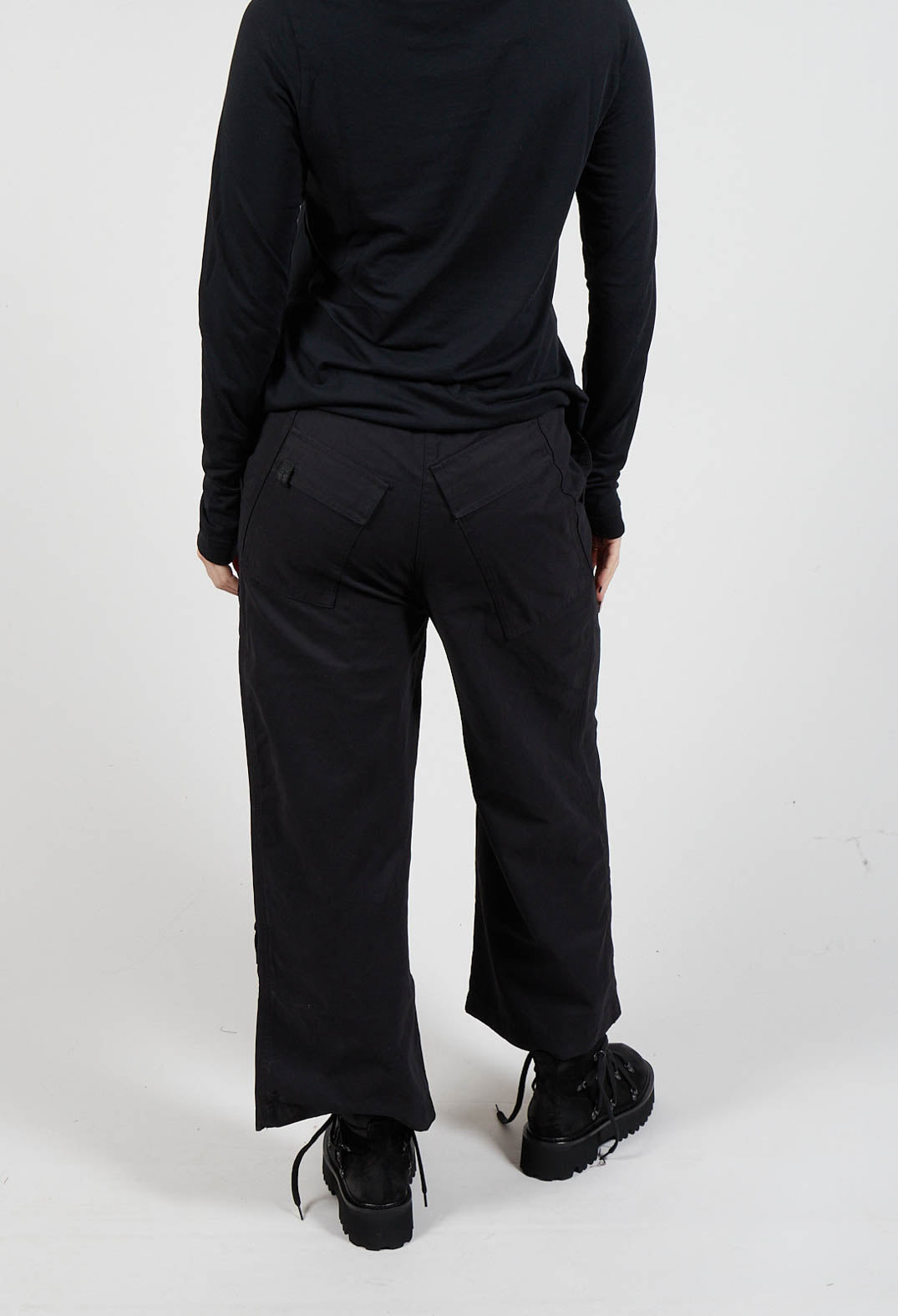 Straight Leg Utility Trousers in Black