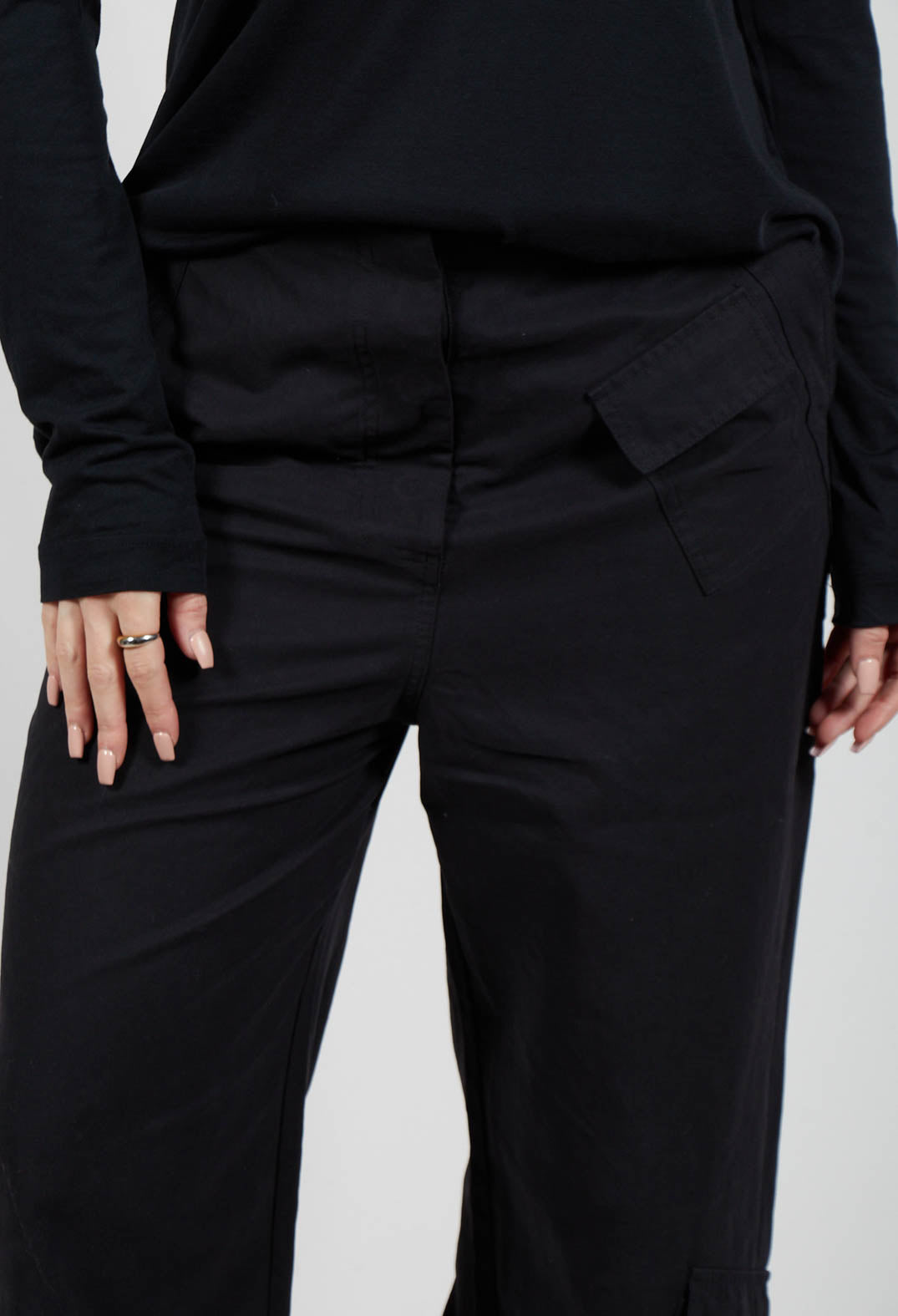 Straight Leg Utility Trousers in Black