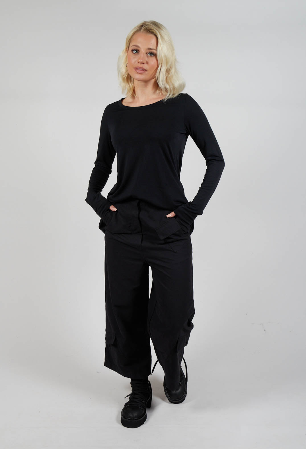 Straight Leg Utility Trousers in Black