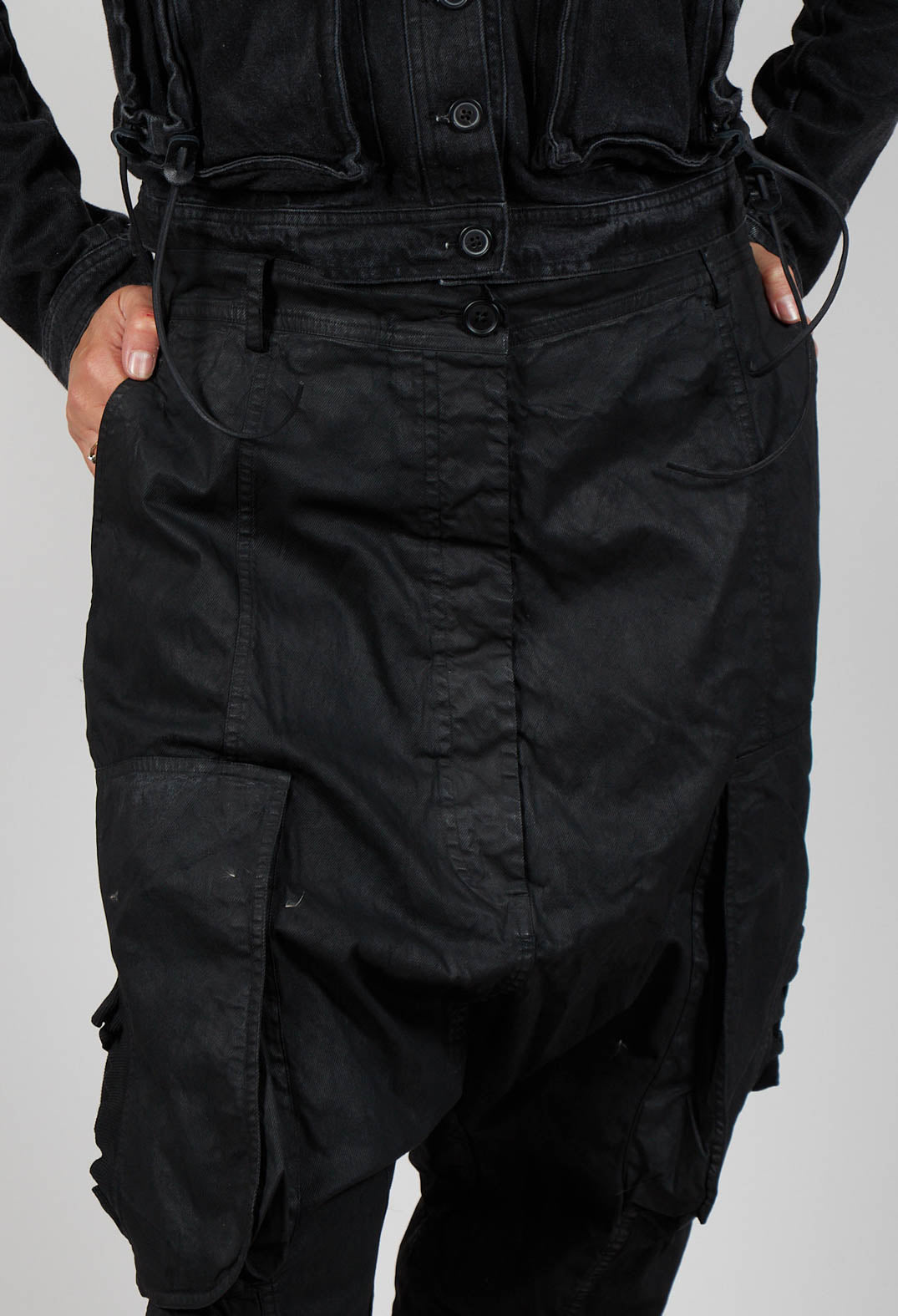 Straight Leg Utility Trousers in Black