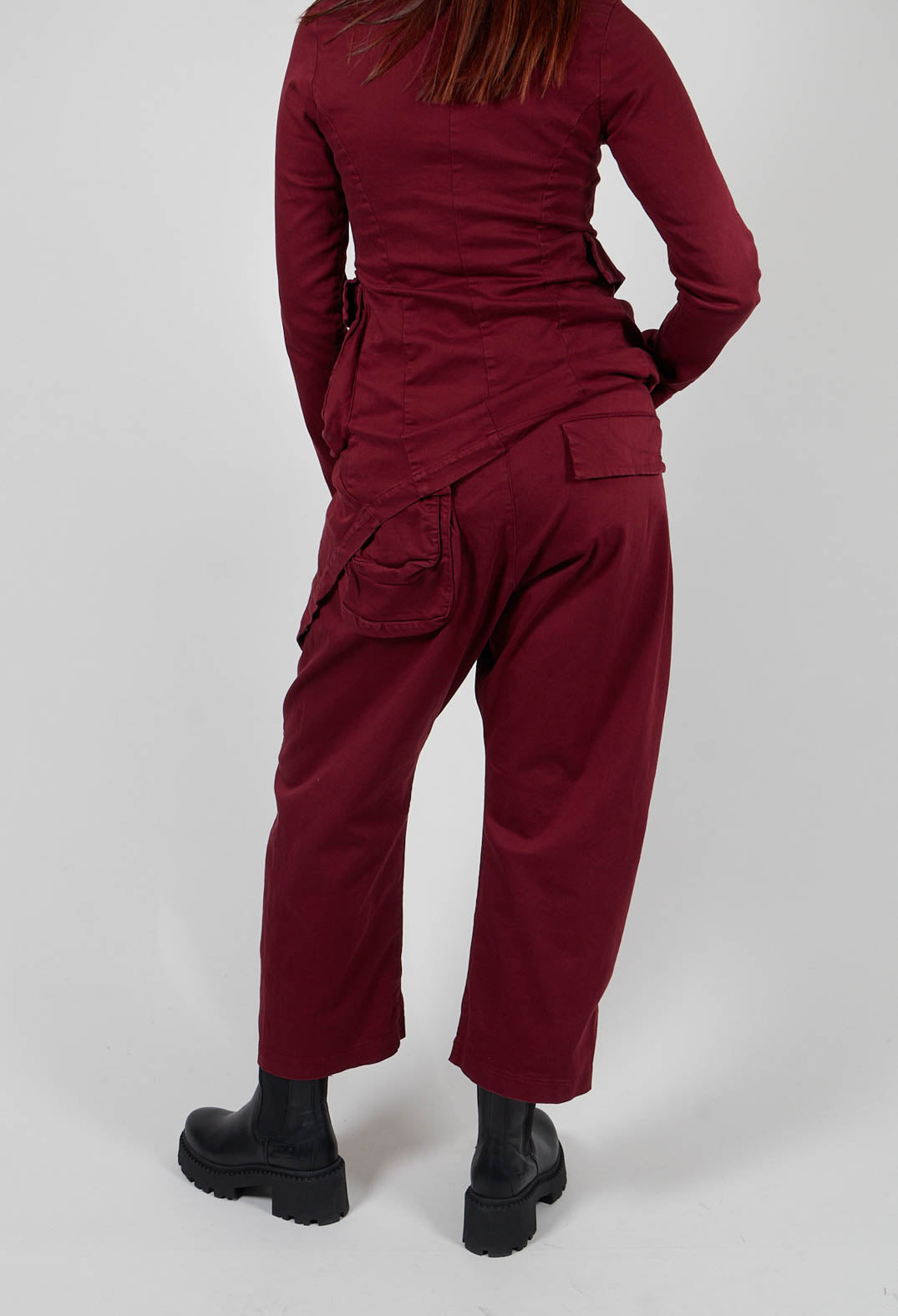 Stretch Denim Balloon Trousers in Merlot