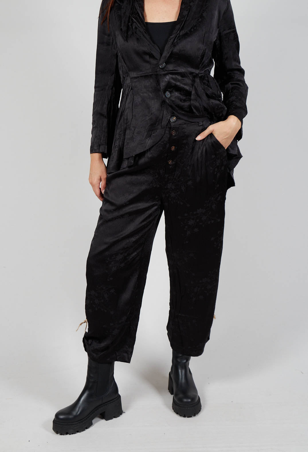 String Cuff Trousers in Black