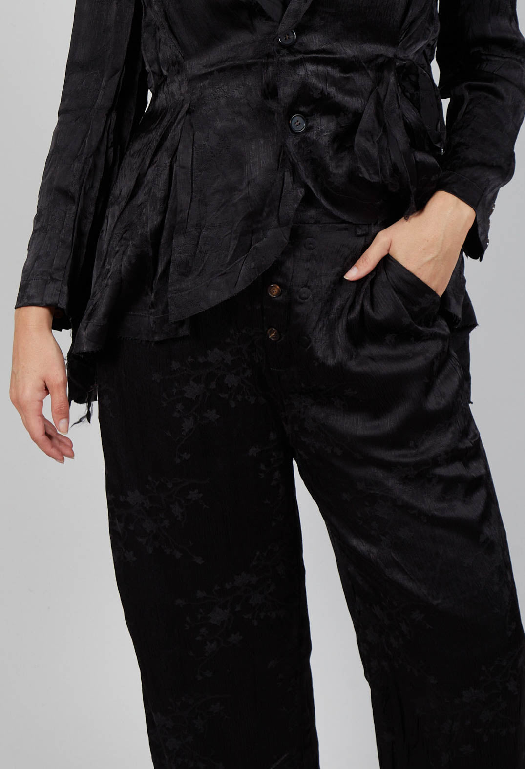 String Cuff Trousers in Black