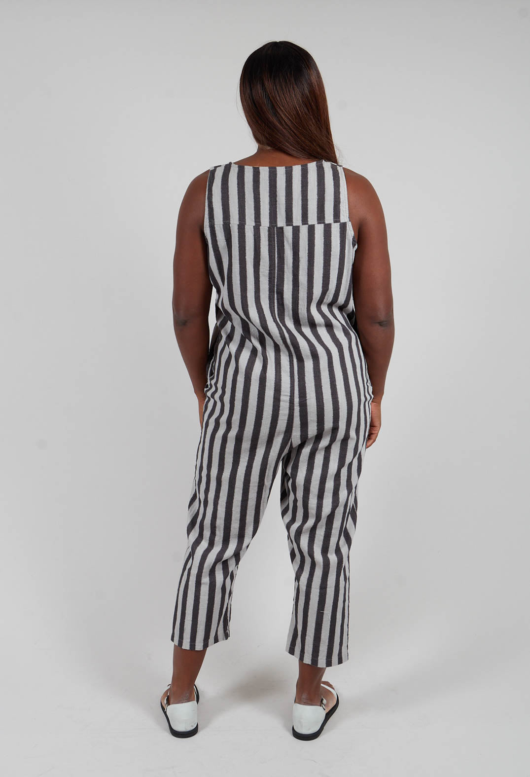 Stripe Jumpsuit in Light Grey