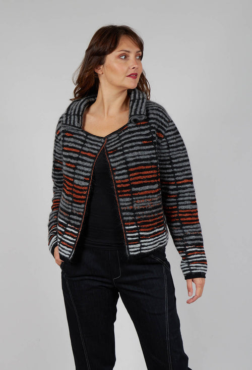 Stripe Pin Cardigan in Orange Glitter