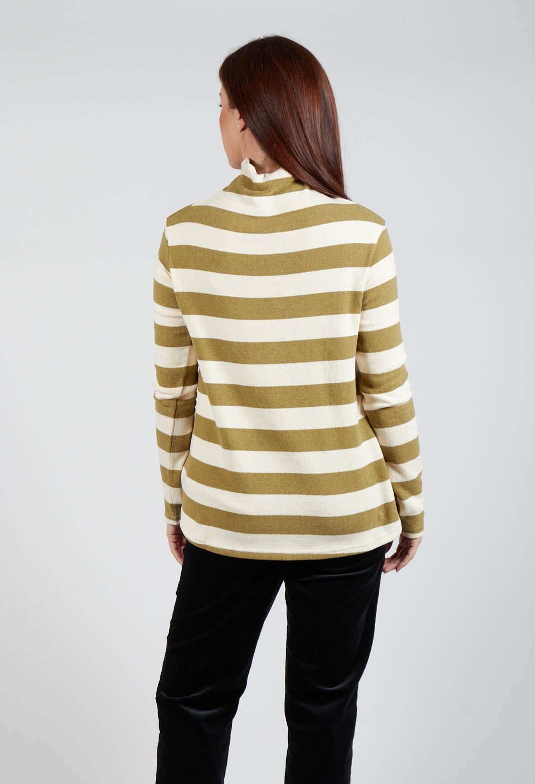 Stripe Roll Neck Jumper in Riga Cedro