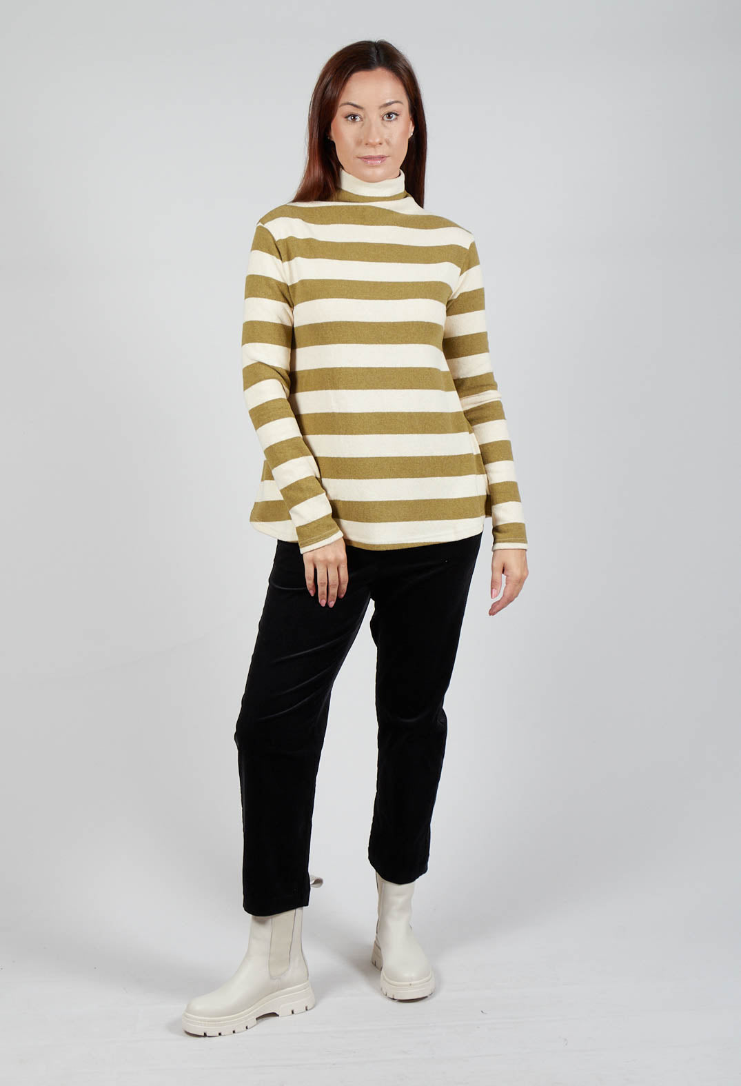 Stripe Roll Neck Jumper in Riga Cedro