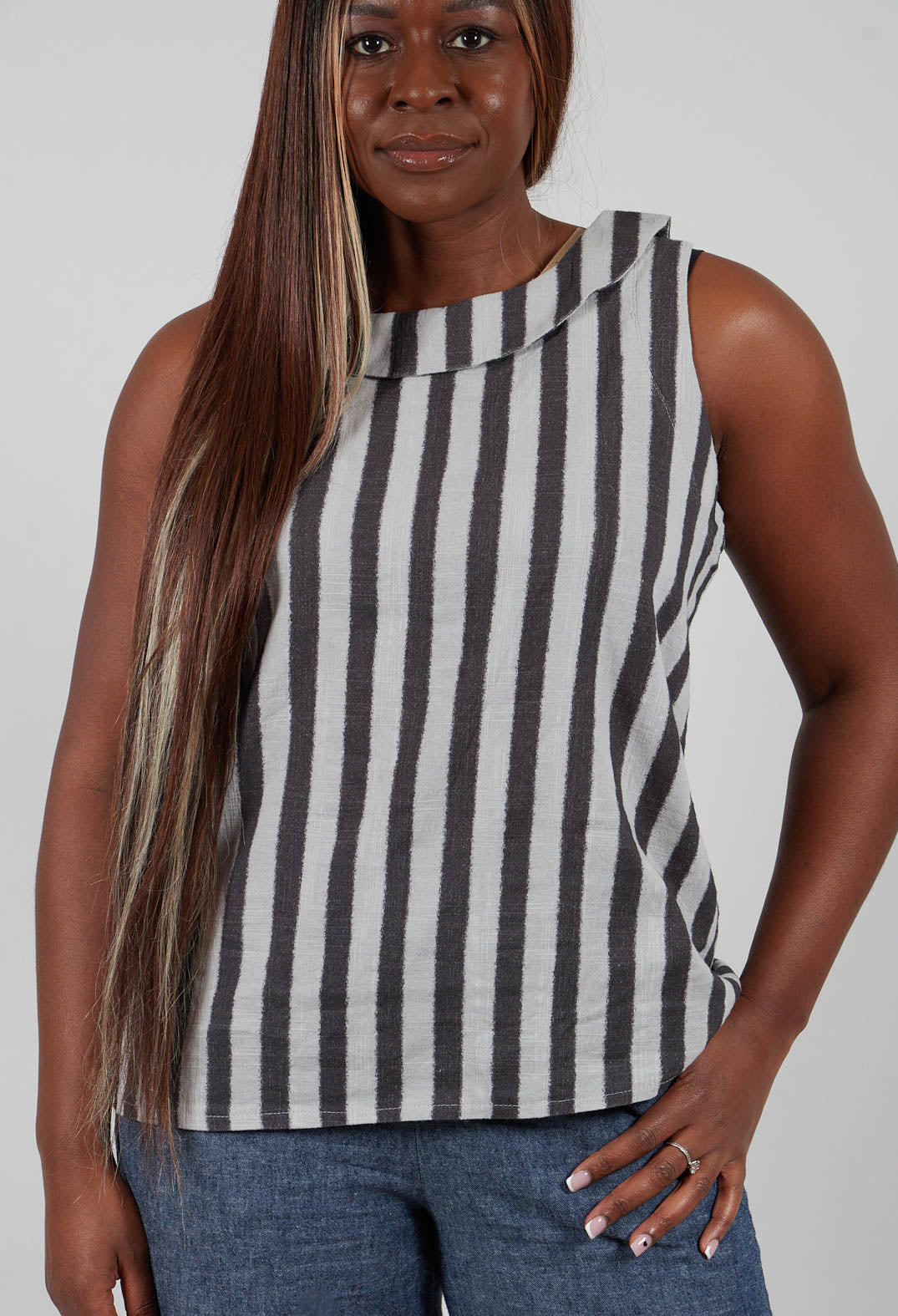 Stripe Top in Light Grey