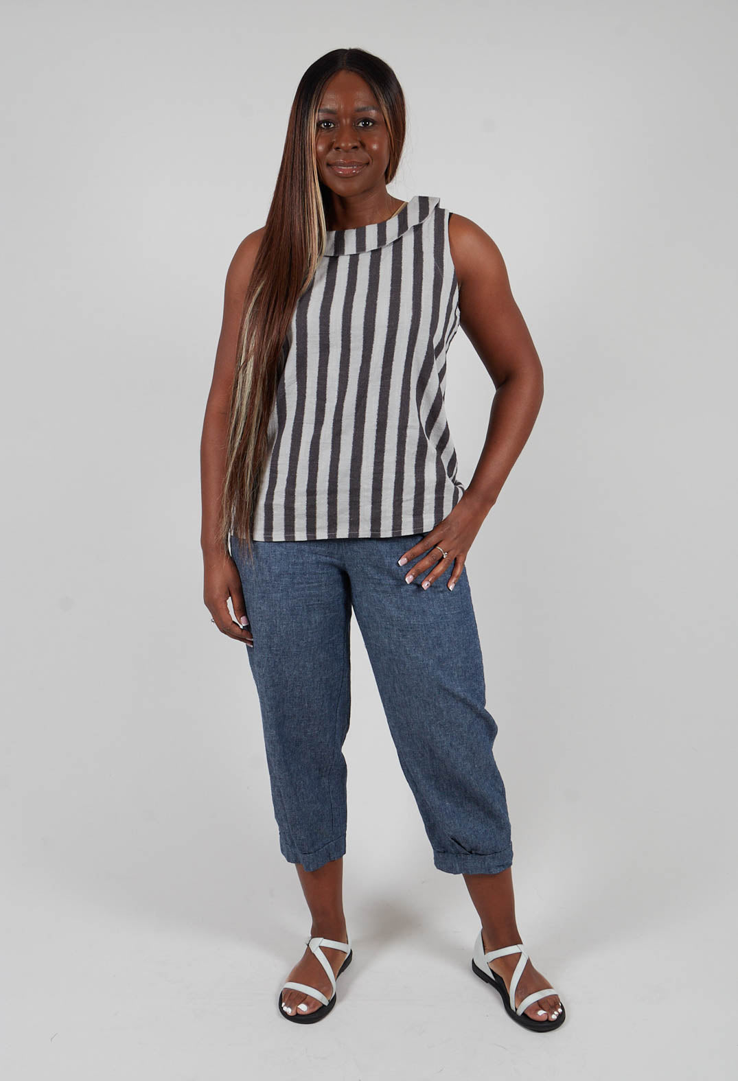 Stripe Top in Light Grey