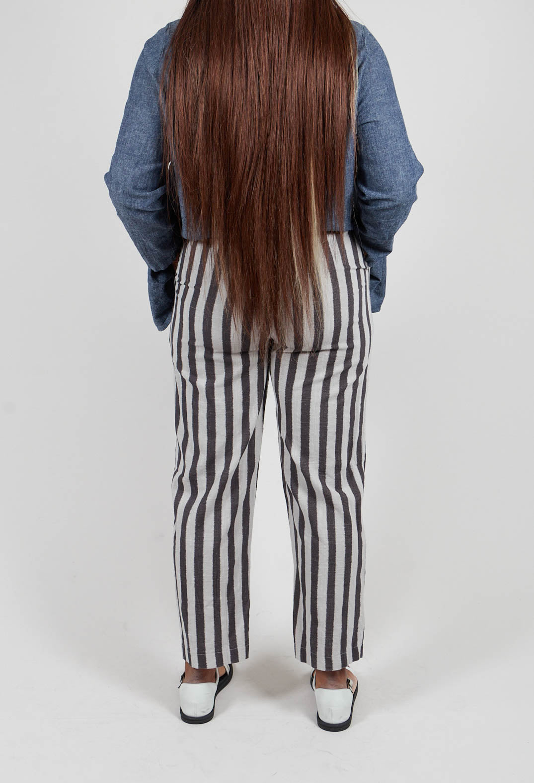 Stripe Trousers in Light Grey