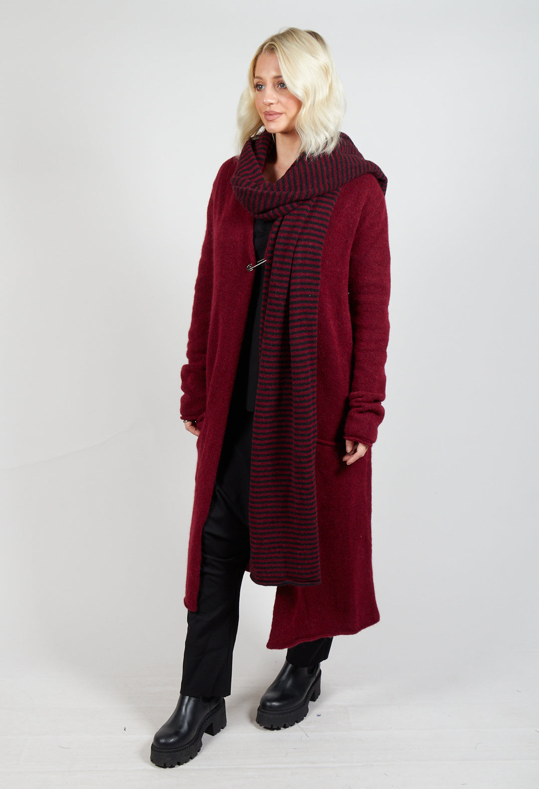 Striped Scarf in Merlot and Black