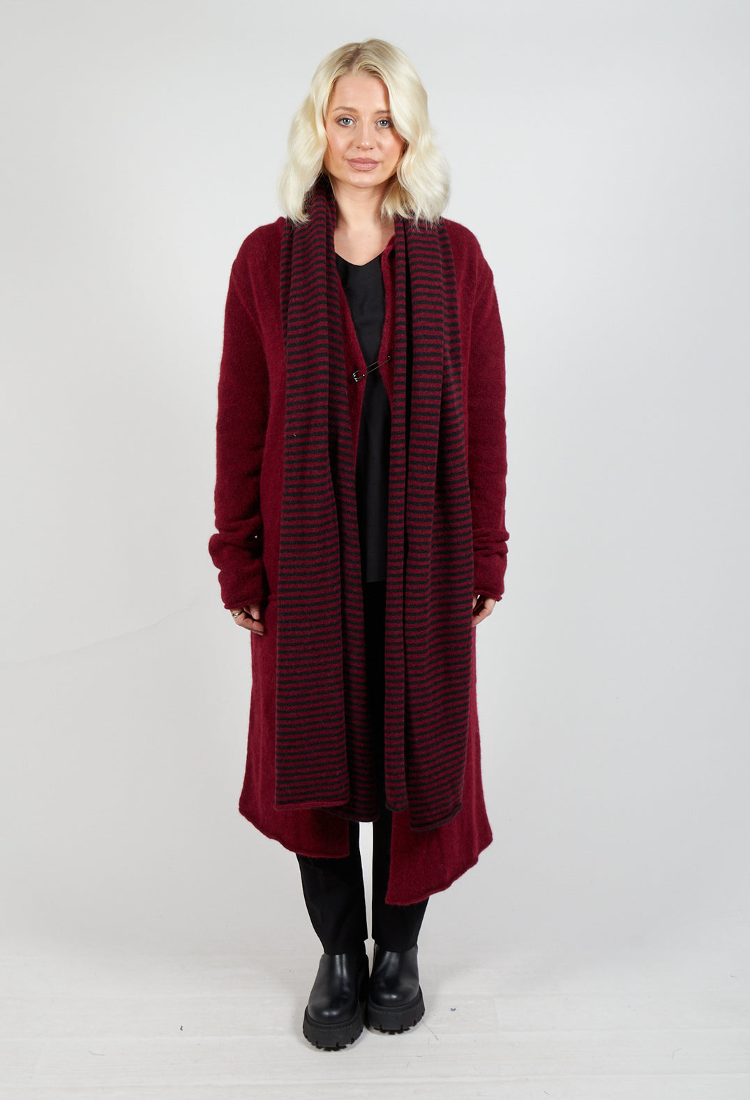 Striped Scarf in Merlot and Black