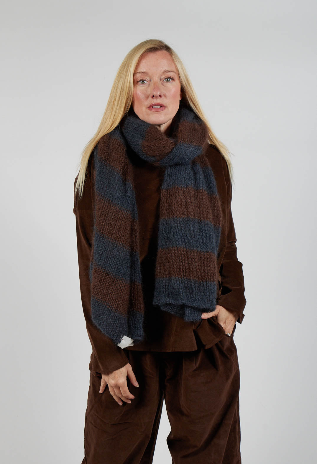 Striped Scarf in Midnight Coffee