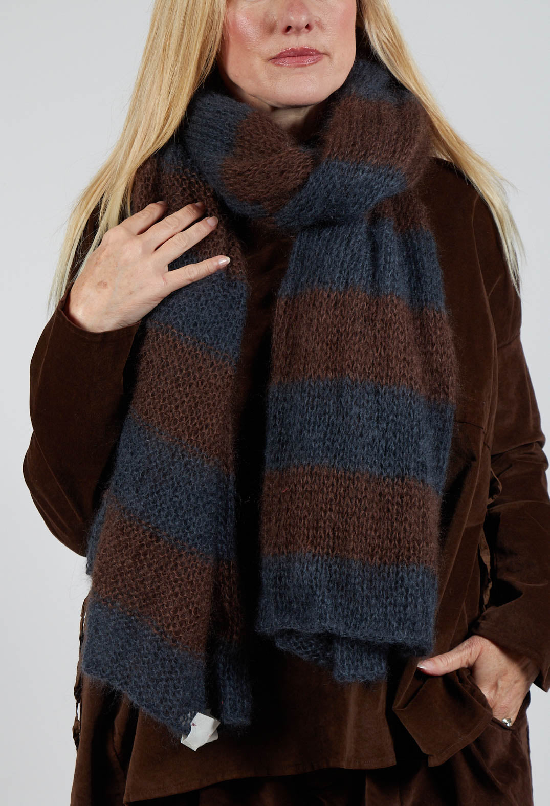 Striped Scarf in Midnight Coffee