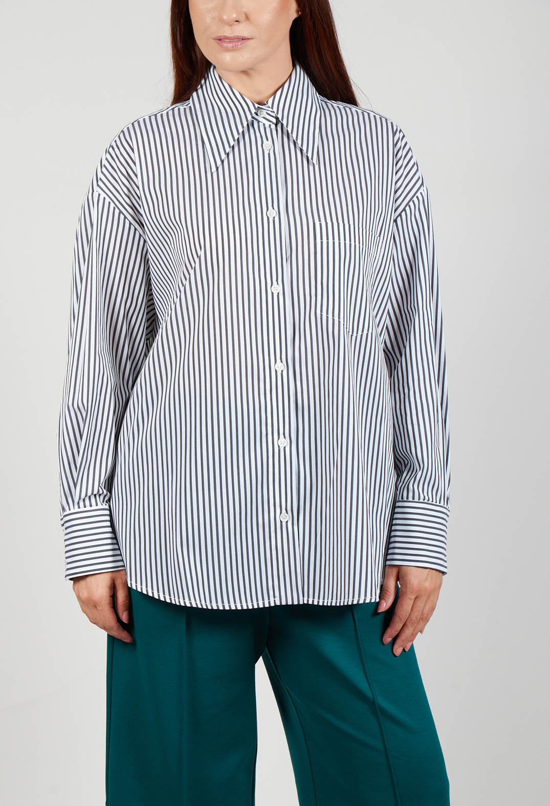 Striped Shirt in Off White and Antacite