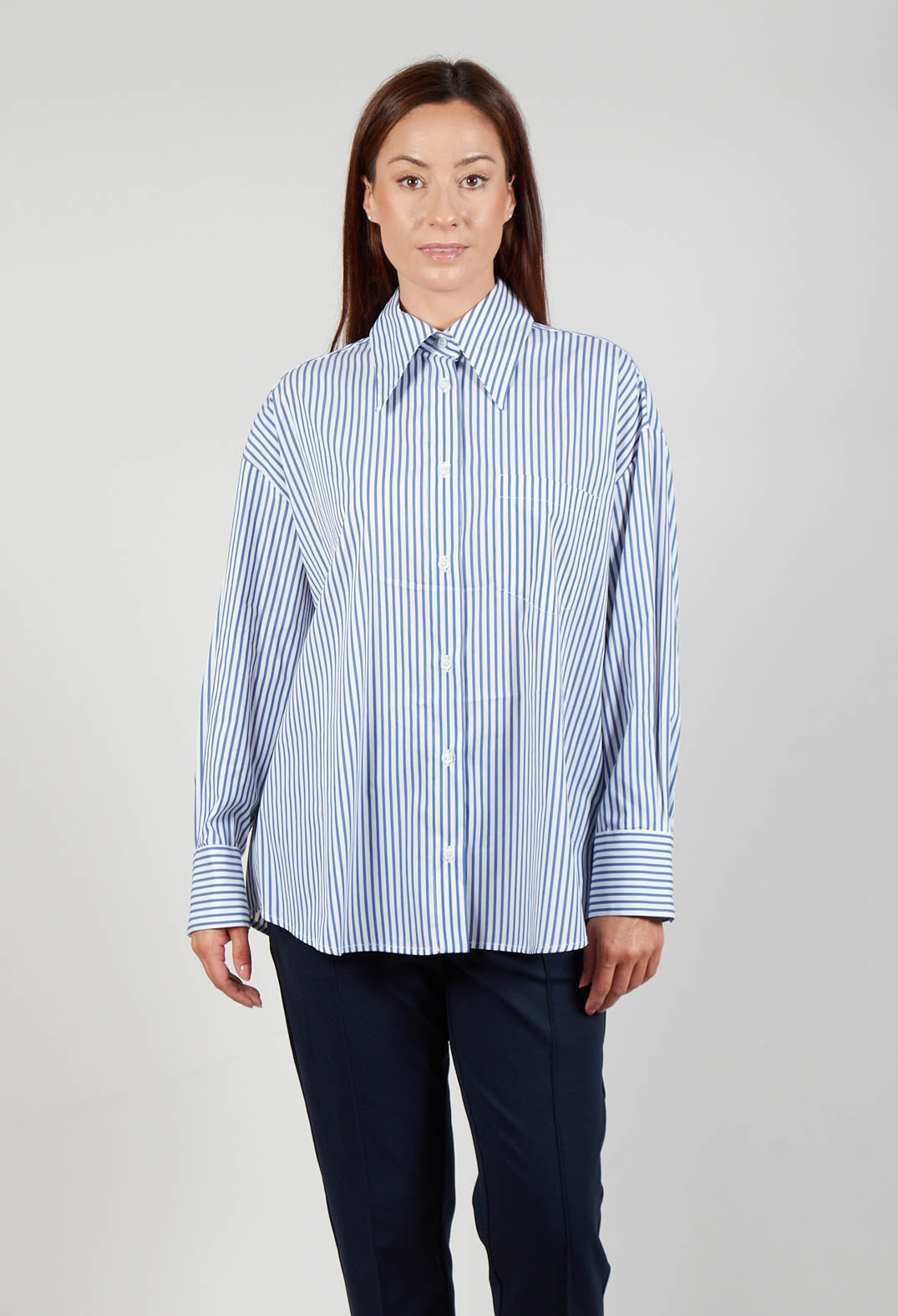 Striped Shirt in Off White and Blue