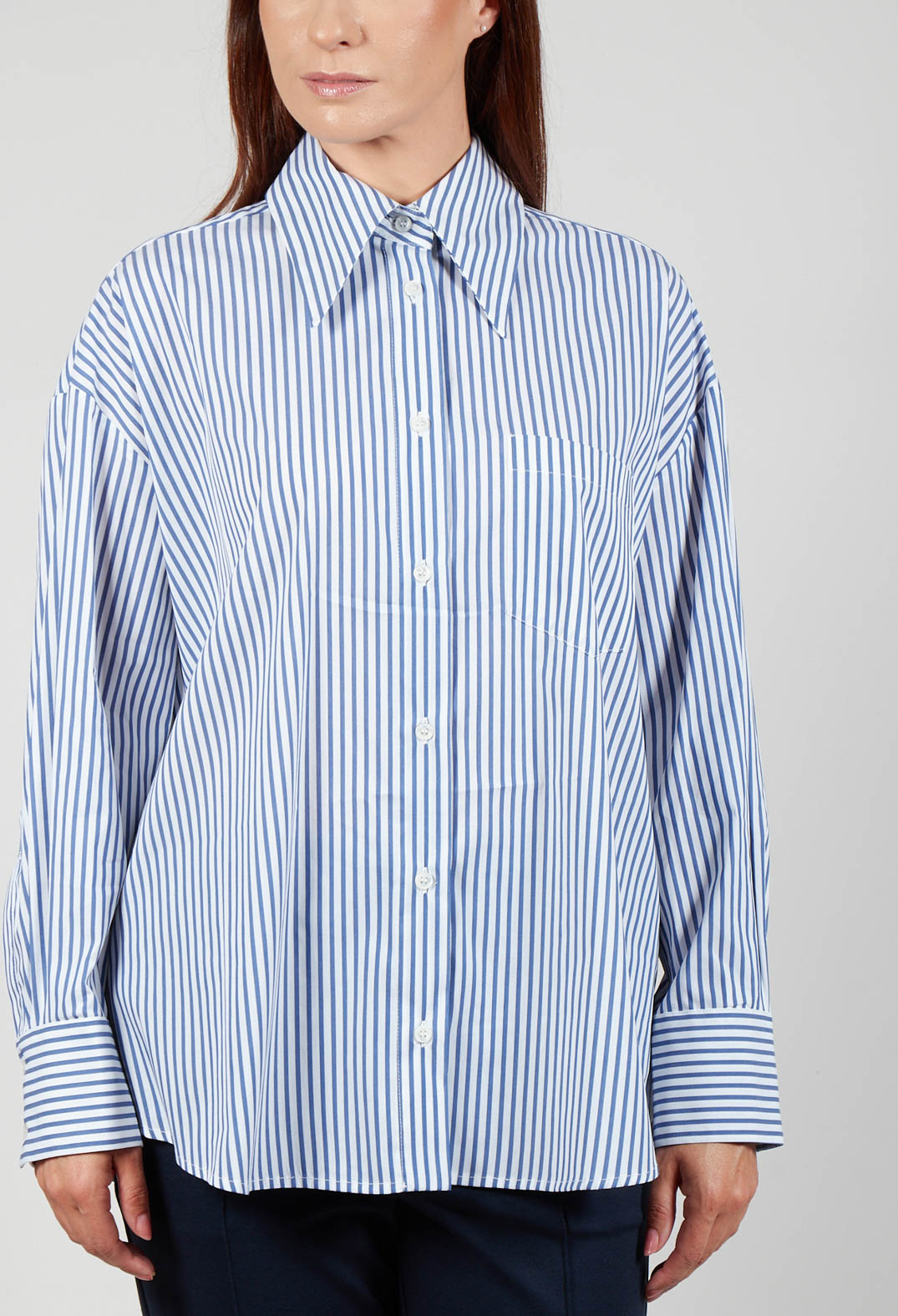 Striped Shirt in Off White and Blue