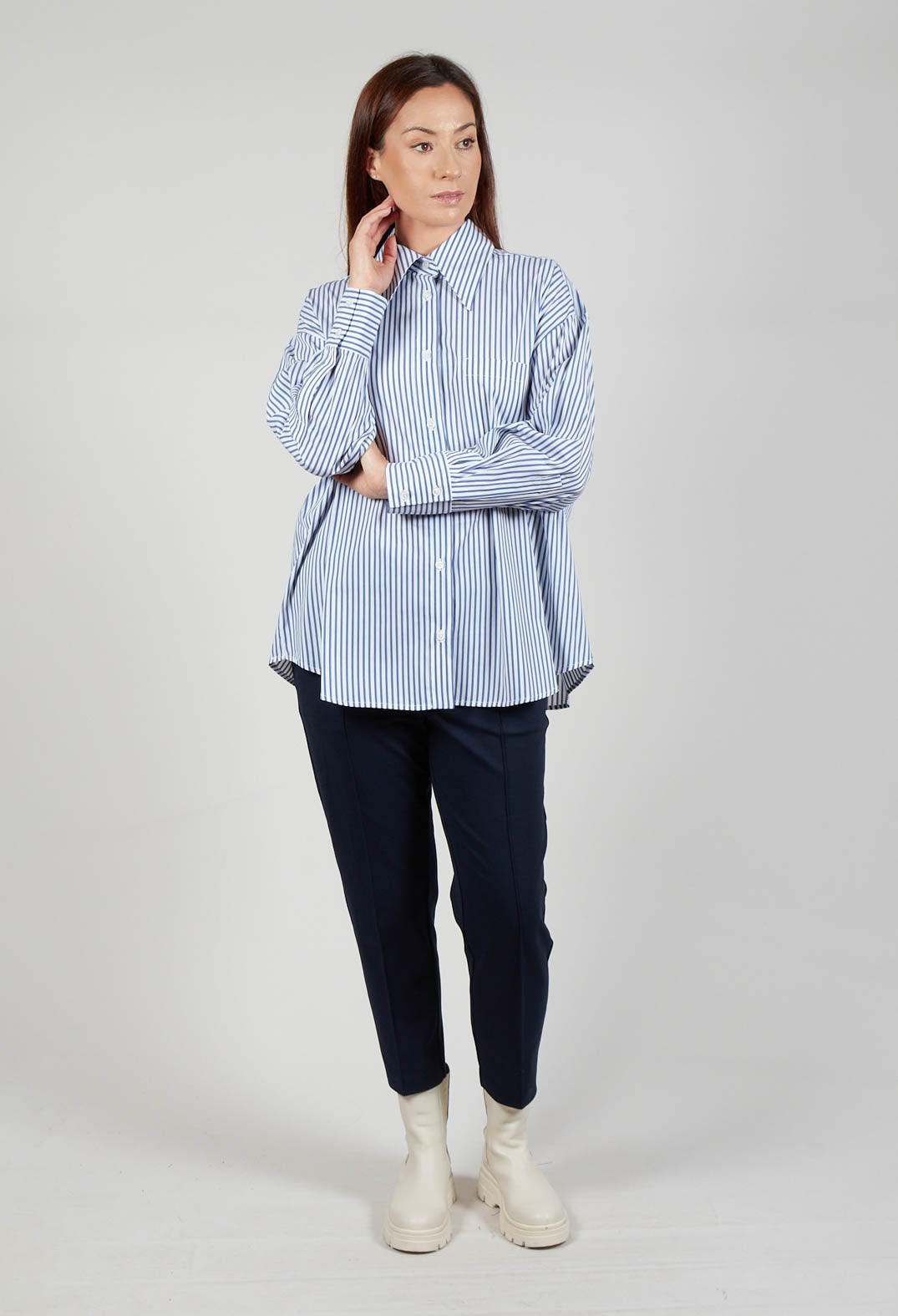 Striped Shirt in Off White and Blue