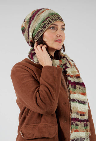 Striped Wool Scarf in Greige