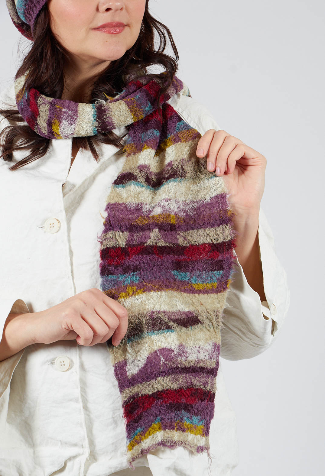 Striped Wool Scarf in Iris