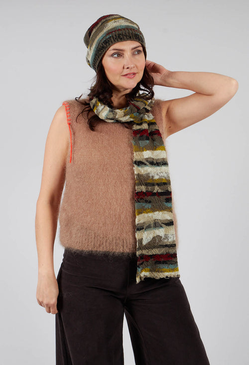 Striped Wool Scarf in Taupe