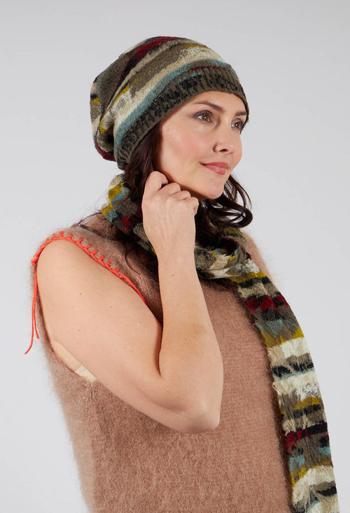 Striped Wool Hat in Taupe