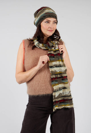 Striped Wool Scarf in Taupe