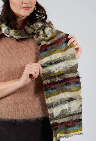 Striped Wool Scarf in Taupe