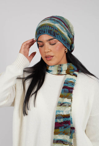 Striped Wool Scarf in Turquoise