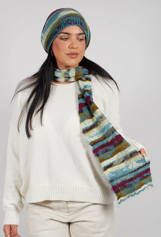 Striped Wool Scarf in Turquoise