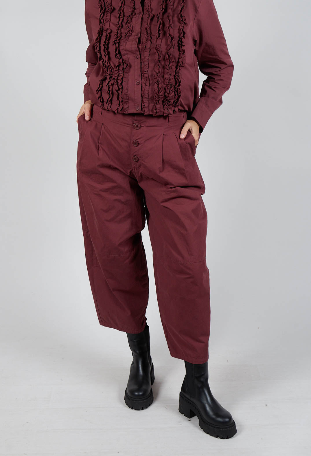 Structured Balloon Leg Trousers in Intense Rust