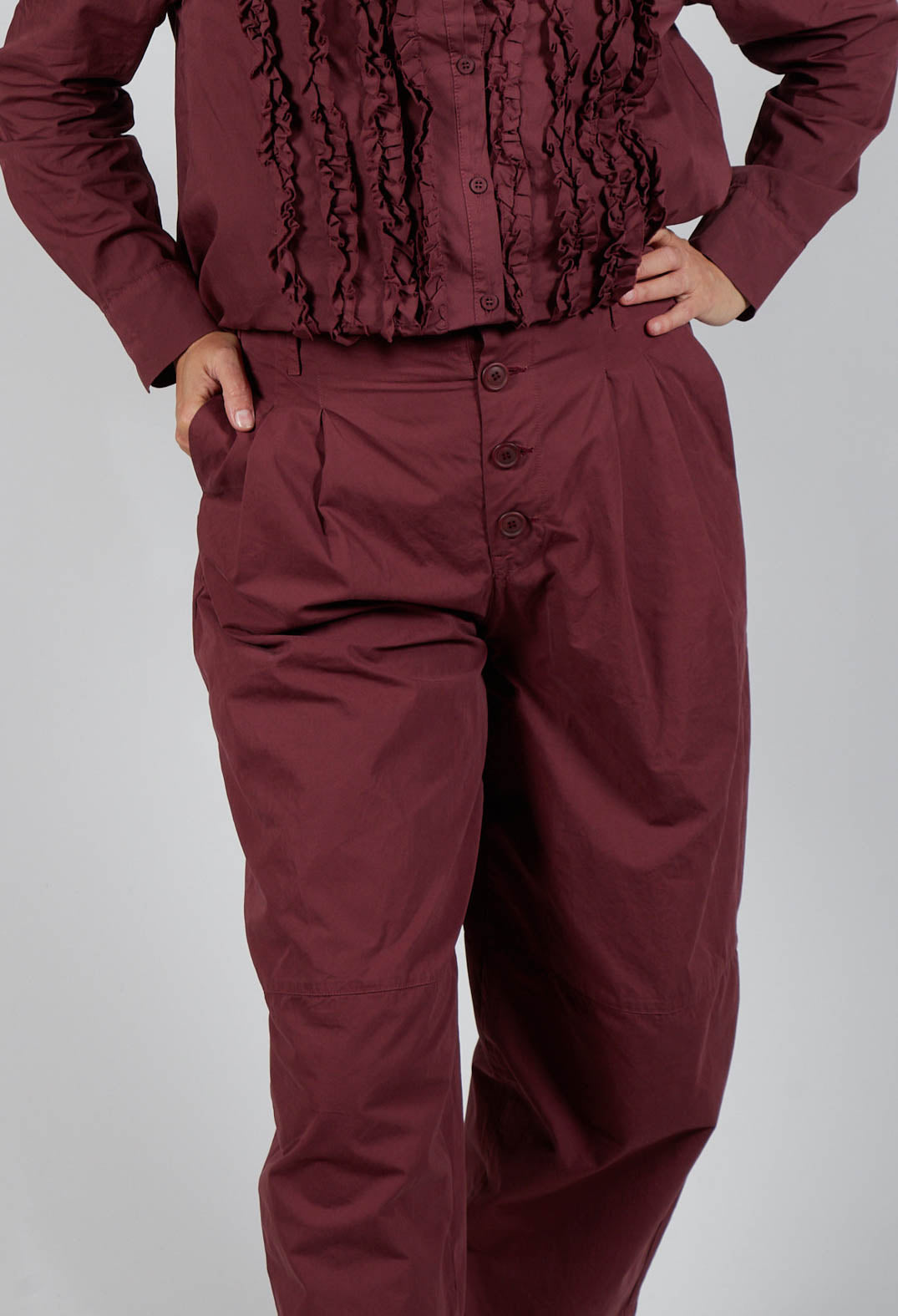 Structured Balloon Leg Trousers in Intense Rust