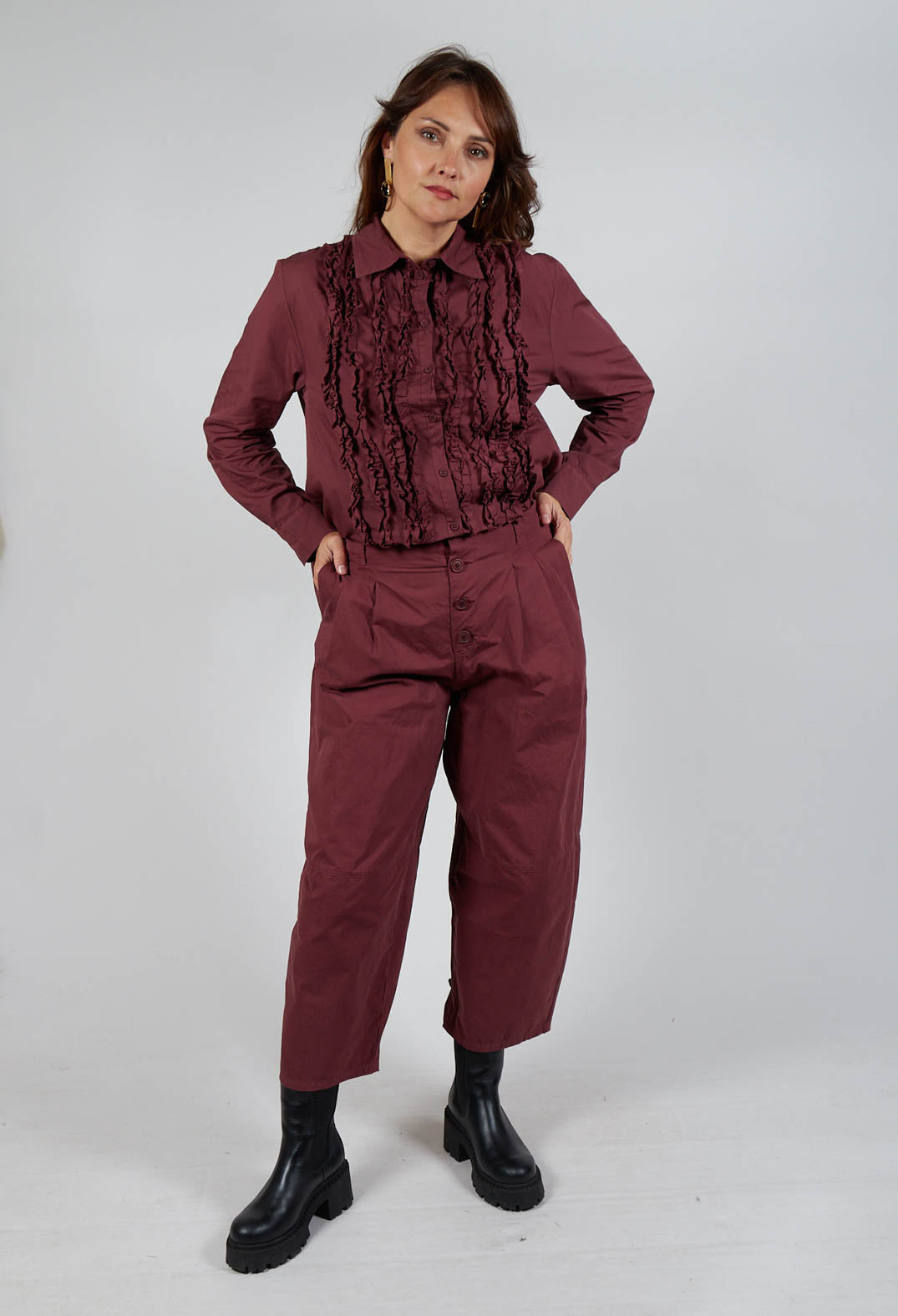 Structured Balloon Leg Trousers in Intense Rust