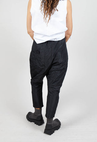 T Pant Drop Crotch Trousers in Black