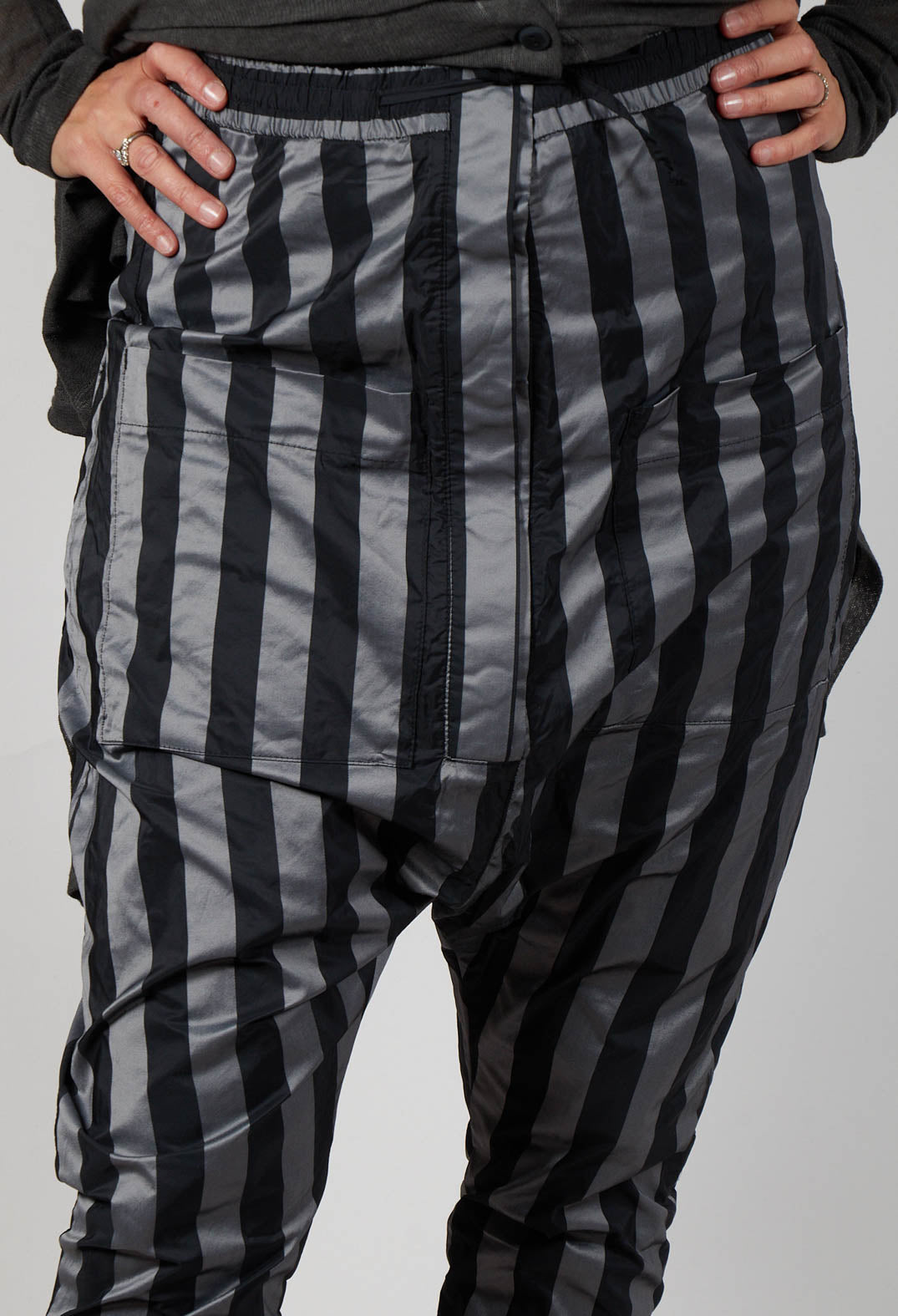 T Pant Drop Crotch Trousers in Stripe