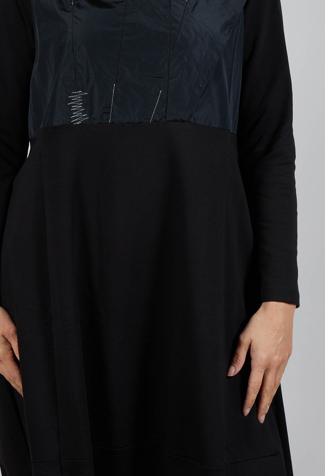 Taffata Front Dress in Black