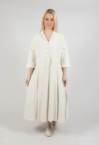 Tailored Collar Dress V in Off White