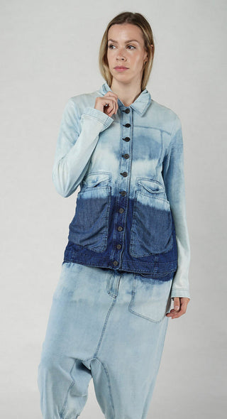 PRE-ORDER -  Tailored Denim Jacket with Contrast Stitching in Bleachwash (Pictured in Stonewash)